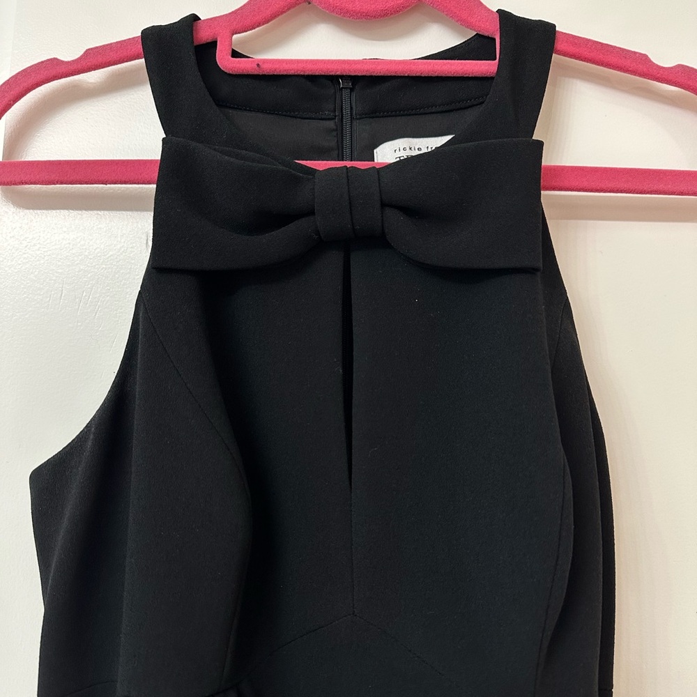 Rickie Freeman for Teri Jon Elegant Black Bow Mini Dress - Picture 2 of 4
